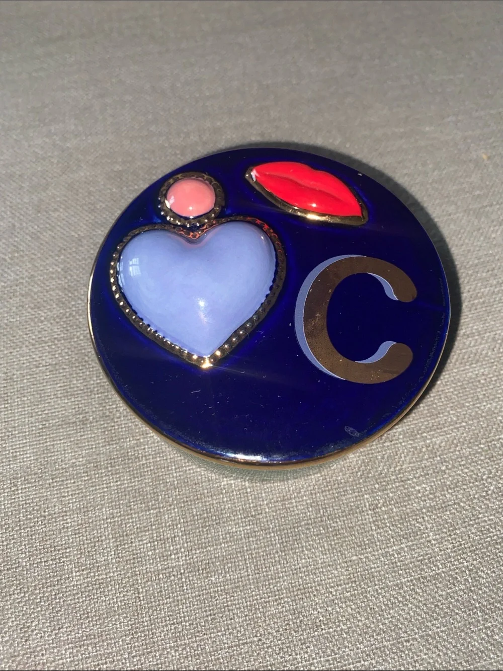 Anthropologie Trinket dish box letter initial C Lips Heart